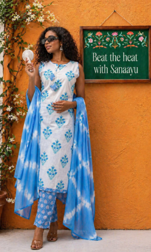 Heritage Hand Block Print Pure Cotton Ensemble